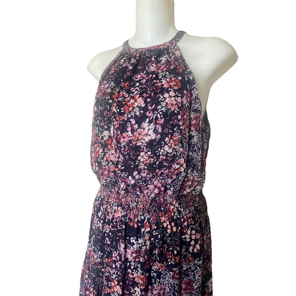 Nicole Miller Floral Halter Tiered Midi/Maxi Dress – Black Multicolor Floral - Picture 3 of 8